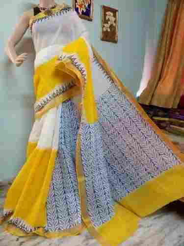 Kerala Cotton Hand Block Printed Sarees For Women