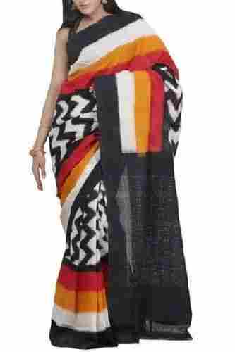 Multi Colored Kerala Cotton Hand Painted Saree With Blouse