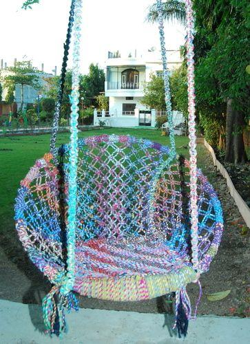 Netted 36 Inch Hanging Jute Jhula