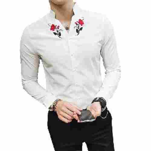 White Mens Embroidered Shirts