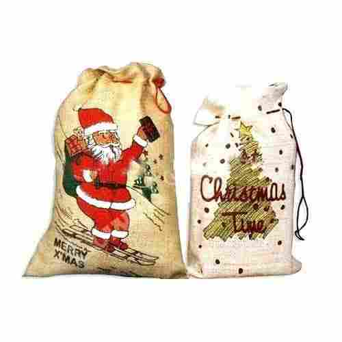 Printed Jute Christmas Bags