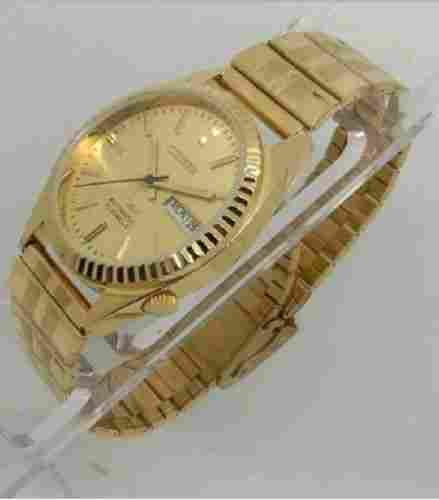 Golden Analog Wrist Watch