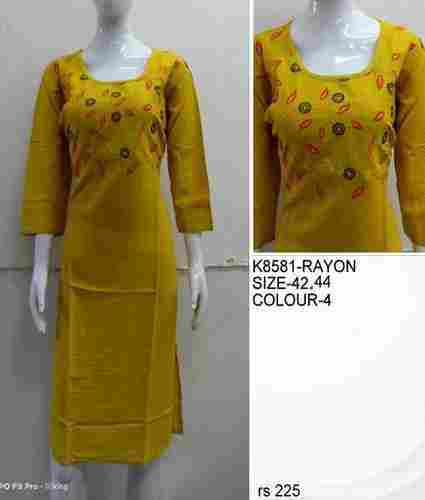 Rayon Embroidery Rayon Kurti K8581