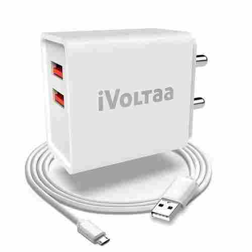  Ivoltaa Fuelport 2.4a डुअल 2 पोर्ट वॉल चार्जर एडाप्टर माइक्रो यूएसबी केबल के साथ 