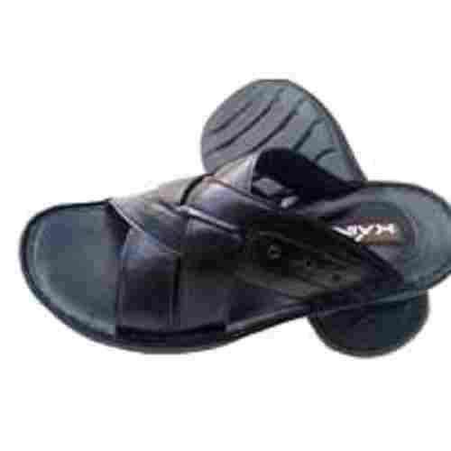 Black Mens Leather Slippers