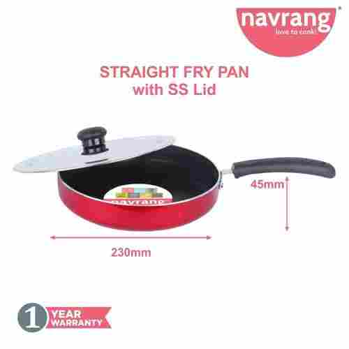 Navrang Nonstick Straight Fry Pan With Ss Lid