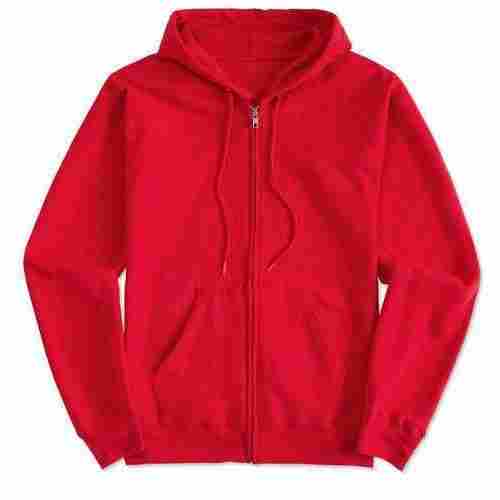 Mens Red Cotton Hoodie