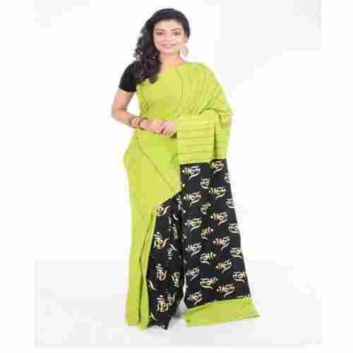 Green Color Khesh Cotton Saree With Blouse