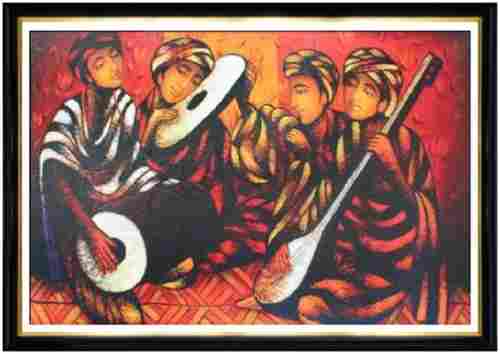 Indian Musicians Abstract Artwork Painting