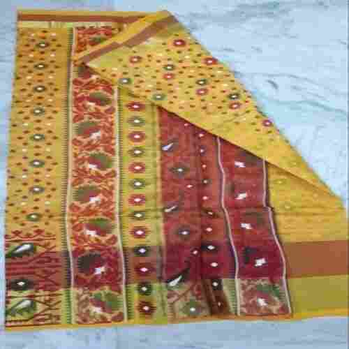 Printed Jamdani Print Cotton Saree With Blouse
