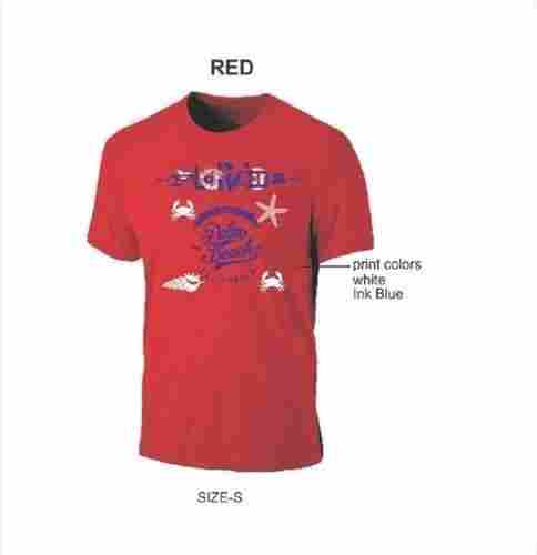 Mens Red O Neck T Shirt