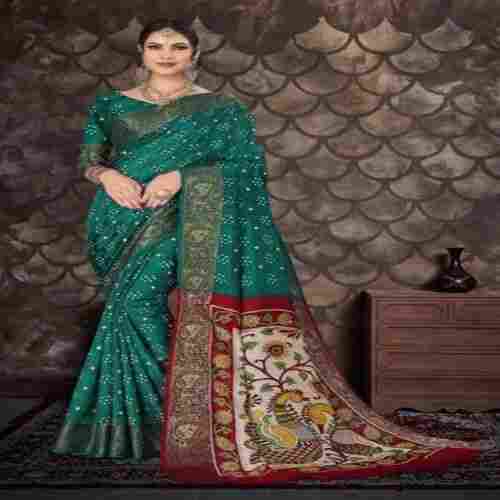 Custom Color Printed Silk Ajrakh Saree