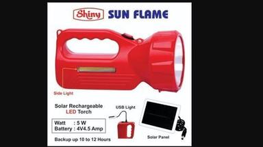 Sun Flame Solar Rechargeable Led Torch Body Material: Plastic