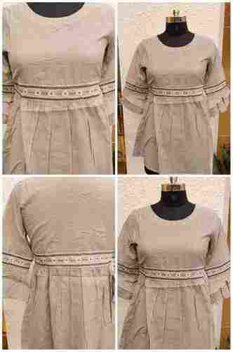 Pure Linen Cotton Embroidered Tunic Top