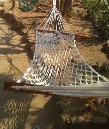 White Outdoor Knotted Hammock Swing