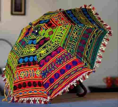 Traditional Multicolor Cotton Embroidered Umbrella