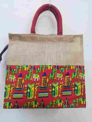 Jute Fancy Bags With Kalamkari Patch