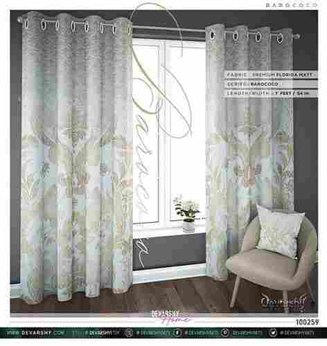 White And Gold Printed Curtains