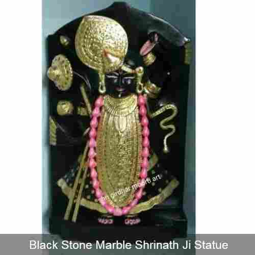 Shrinath Ji Black And Golden Marble Statue