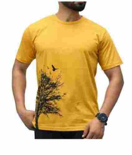 Yellow Color Short Sleeves Mens T-Shirt