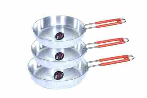 Mirror Polish Finish Aluminium Fry Pan Set Of 3 With PVC Wire Handle