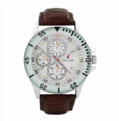 Mens Wrist Watch with Leather Strap