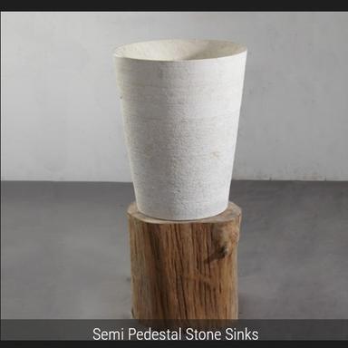 White Semi Pedestal Stone Sink