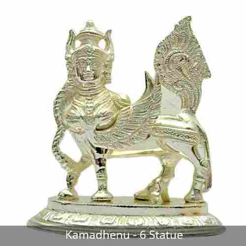 6 Inch Silver Plated Kamadhenu Statue