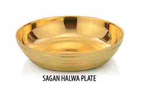 Pure Led Free Brass Gold Finish Halwa Plate