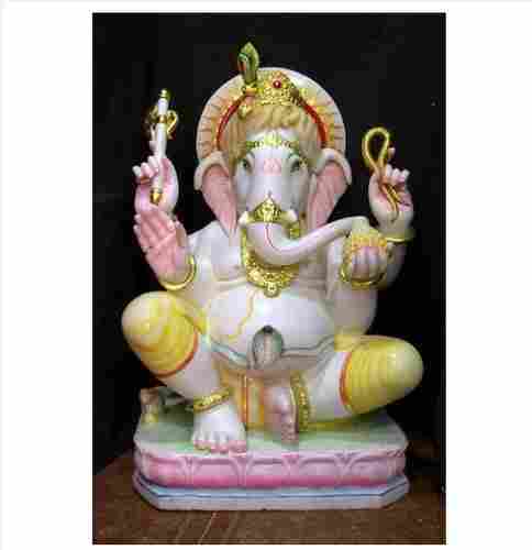 Lord Ganesha Multicolour Marble Statue