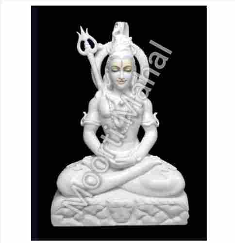 Lord Shiva Glossy White Marble Statue