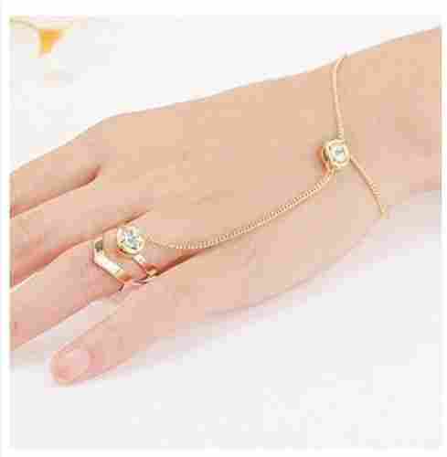 Womens Rhinestone Crystal Gold Plated Ring Bracelet