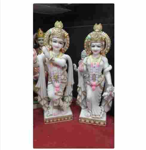 White And Golden Radha Krishna Marble Statues