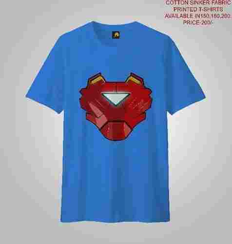 Sky Blue Mens Printed T Shirt