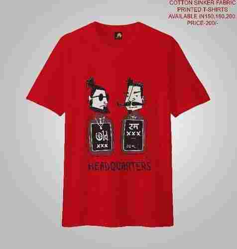  रिंकल फ्री मेन्स रेड प्रिंटेड टी शर्ट