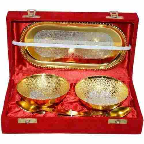 Gold Plated Silver Bowl Tray Diwali Gift Set