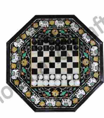 Marble And Semi Precious Stone Chess Table