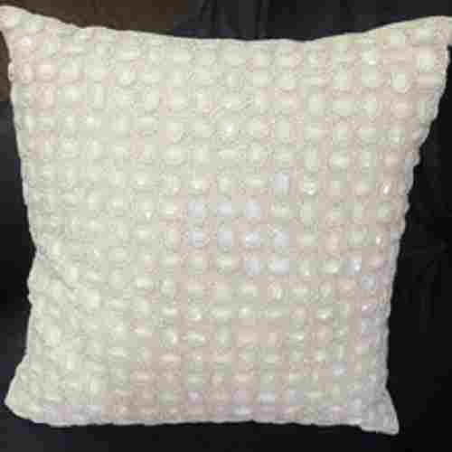 Hand Embroidered White Cotton Pillow Cover