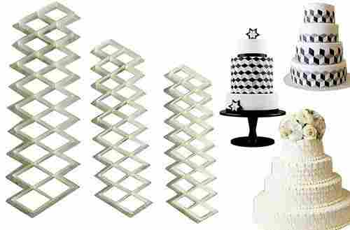 Geometric Border Diamond Lattice Shape Cookie Fondant Cutter For 3D Optical Illusion Cake Decoration Bakeware Tool