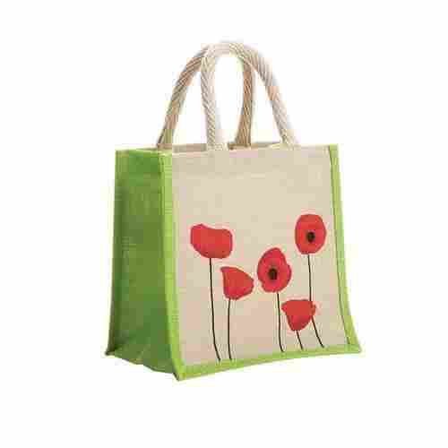 Flower Printed Jute Lunch Bag