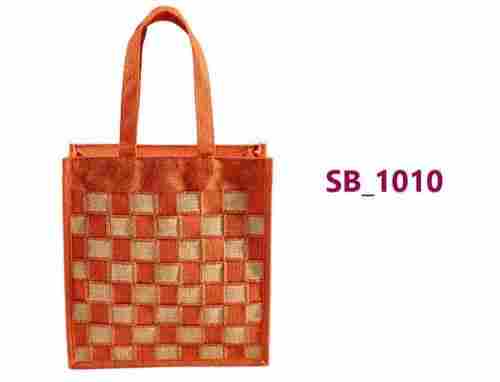 Block Pattern Jute Shopping Bag