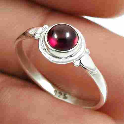 Fine Bezel Red Garnet Ring