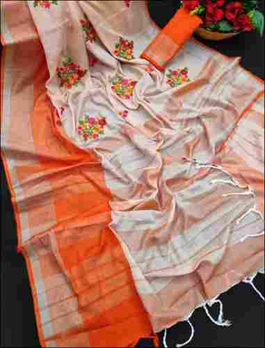 Ladies Party Wear Embroidery Border Saree