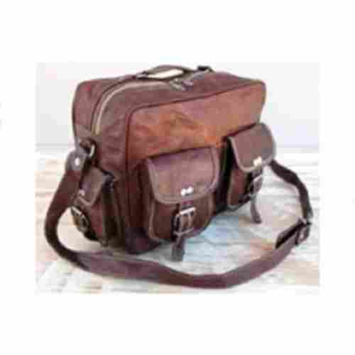 Unisex Front Double Pocket Genuine Goat Leather Bag
