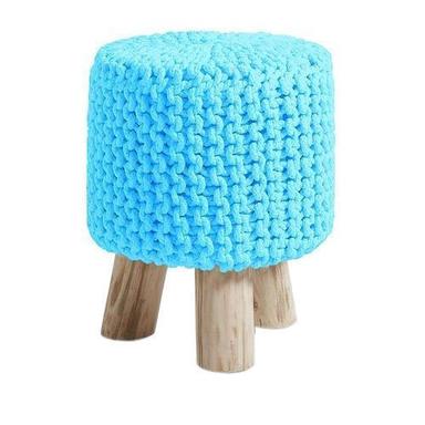 Bue Hand Knitted Cotton Pouffe Footstool