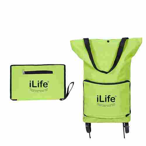 Ilife Collapsible Trolley Bags Folding Shopping Bag With Wheels Foldable Shopping Cart Reusable Shopping Bags Grocery Bags Shopping Trolley Bag On Wheels (Green)
