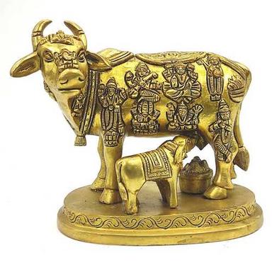 Golden Metal Statue (Kamdhenu Cow)