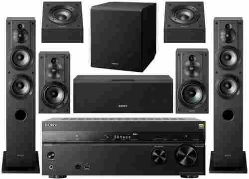 So.Ny Str-Dn1080 7.2-Channel Home Theater Av Receiver Bundled With Active Subwoofer And Seven Son.Y Speakers (9 Items)
