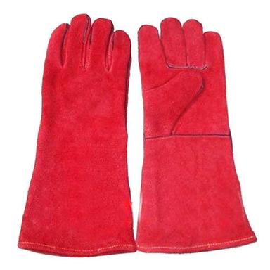 Red Plain Leather Glove Gender: Male