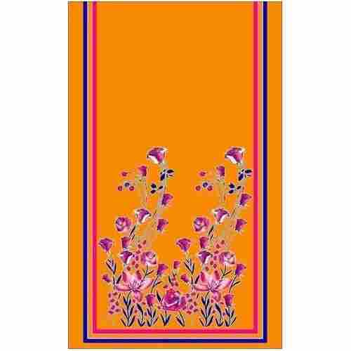 Floral Print Orange Cotton Nighty Fabric
